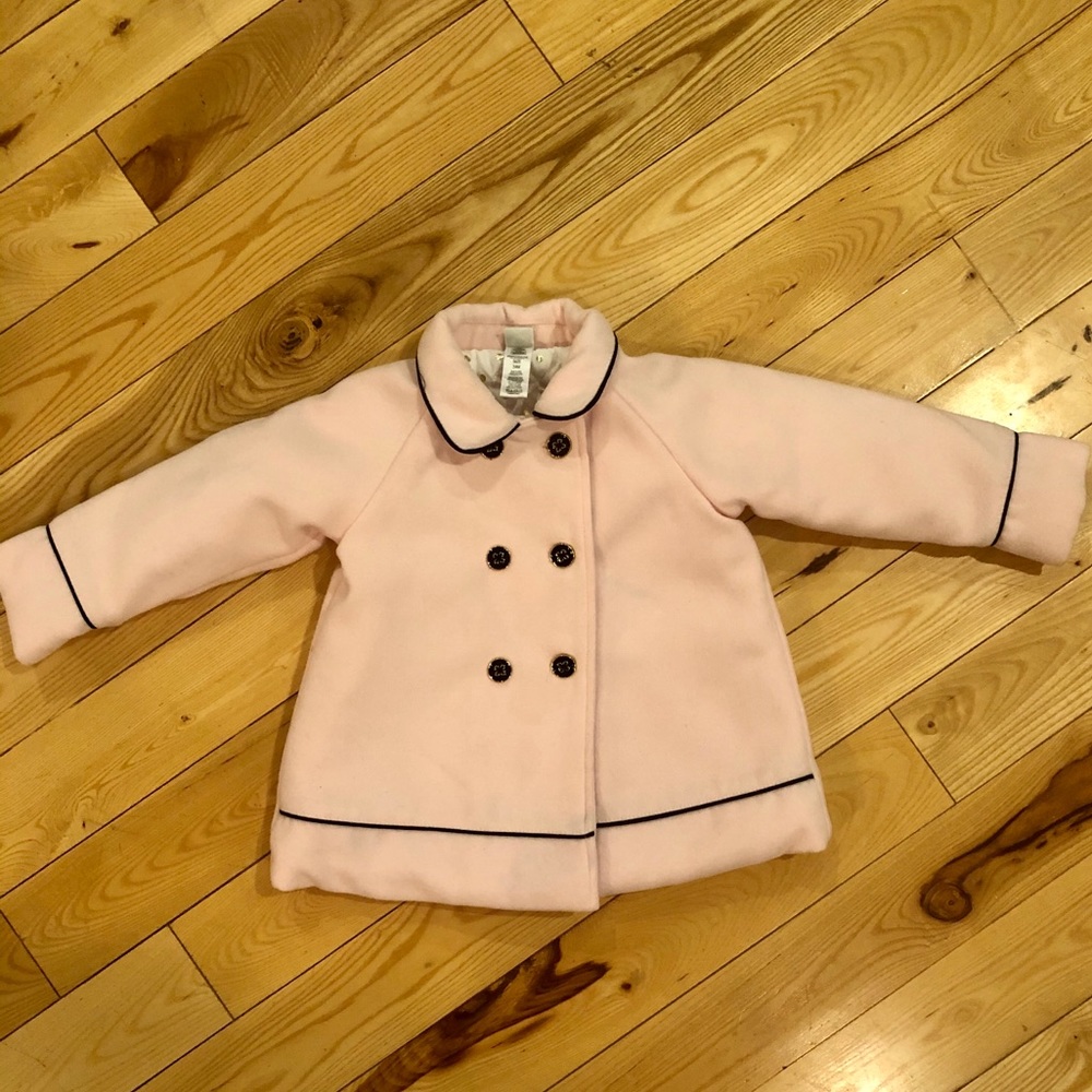 Pink and navy peacoat jacket